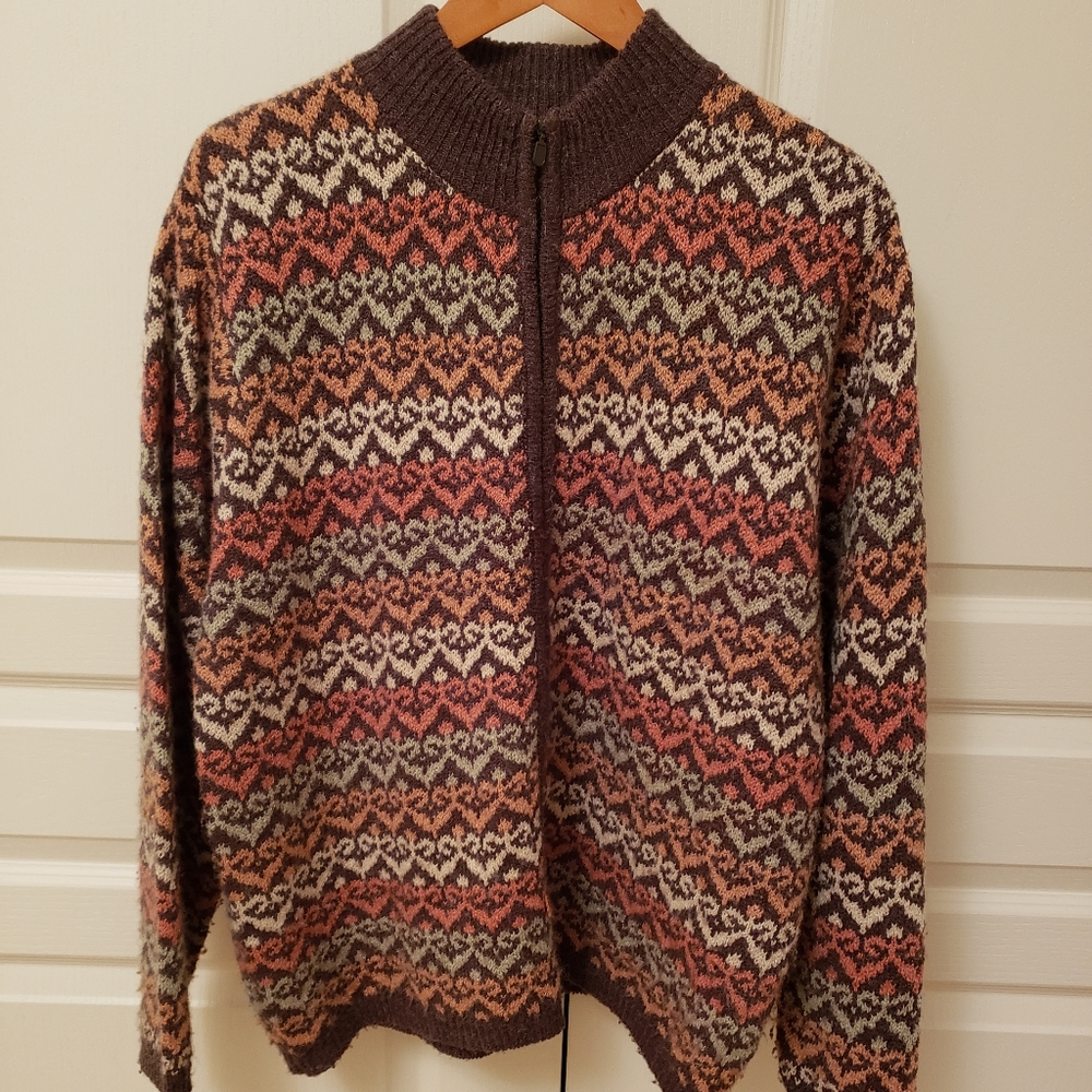 2X Full Zip Cardigan Plus Size Sweater Dressbarn Brown Rust Neutral - Picture 2 of 6